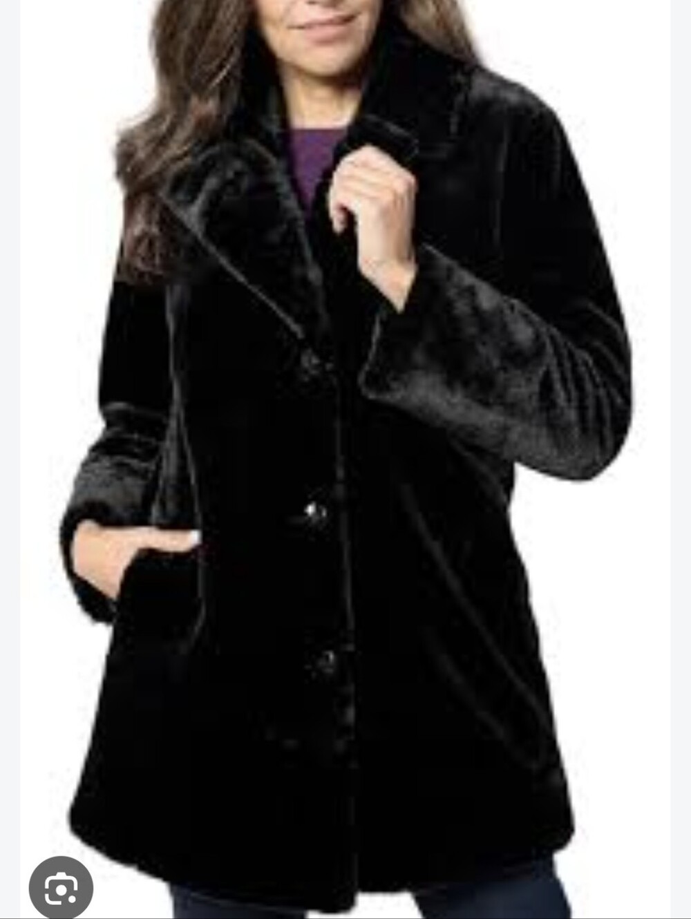 Dennis Basso Black Plush Faux Fur Coat Sz.3X NWT